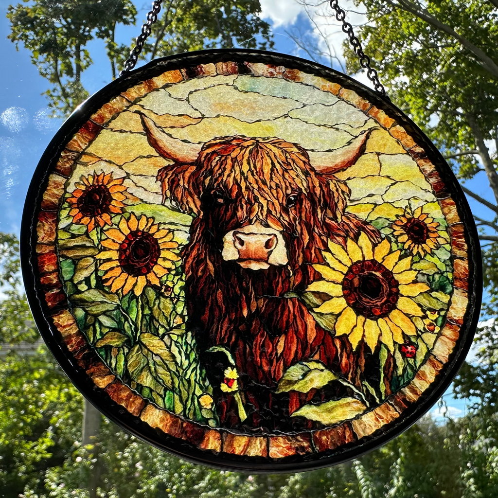 Sunflower Highland Cow Suncatcher | Gifts | Wiccan Center