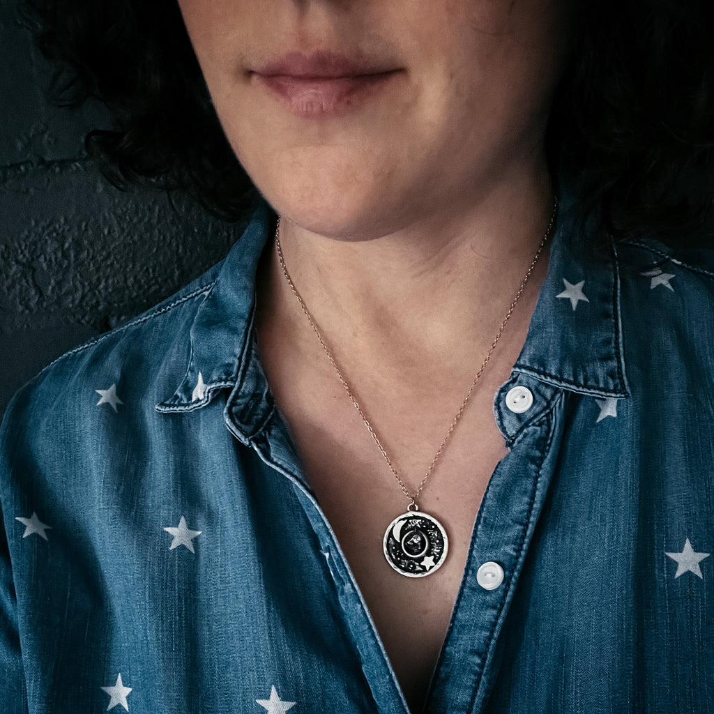 Night Sky Pendant Necklace with Authentic Meteorite | Necklace | Wiccan Center