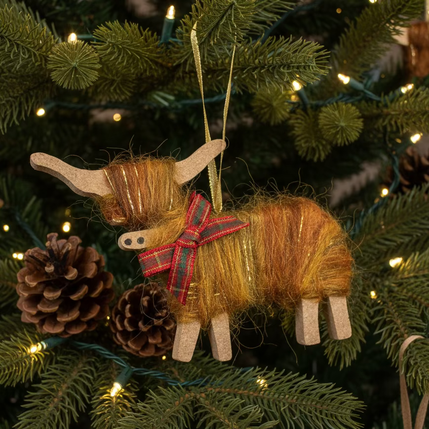 Christmas Highland Cow Ornament - Made in Scotland | Gifts | Wiccan Center