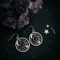 Night Sky Dangle Earrings with Raw Meteorite | Earrings | Wiccan Center
