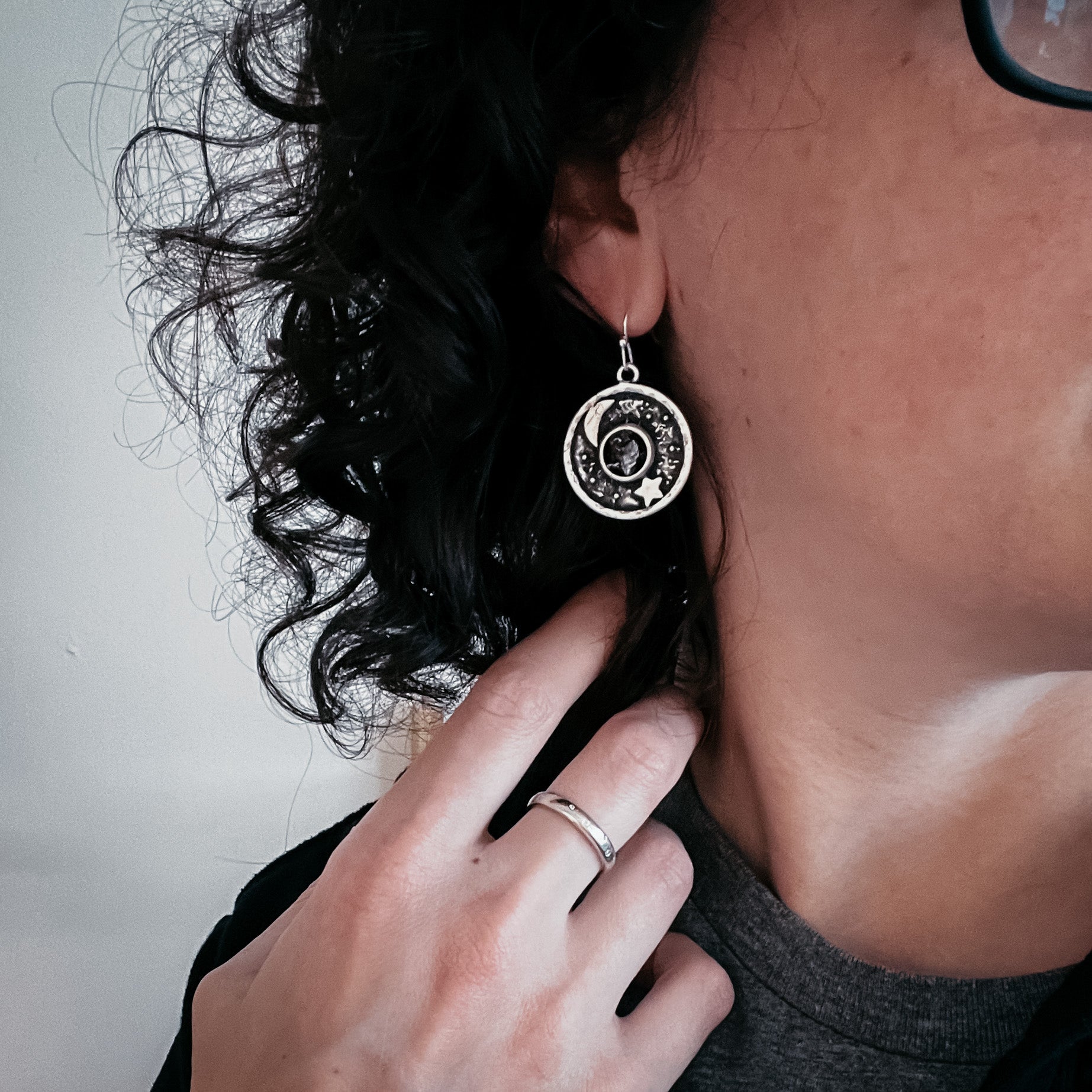 Night Sky Dangle Earrings with Raw Meteorite | Earrings | Wiccan Center