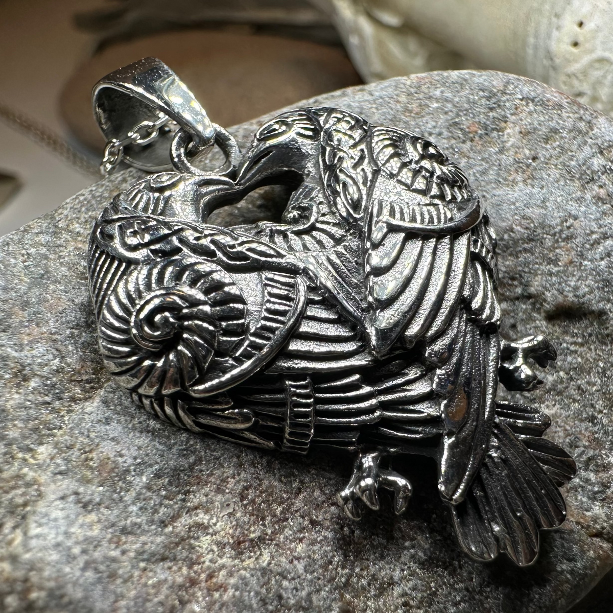 Soulmates Celtic Raven Necklace in Sterling Silver | Pendant | Wiccan Center