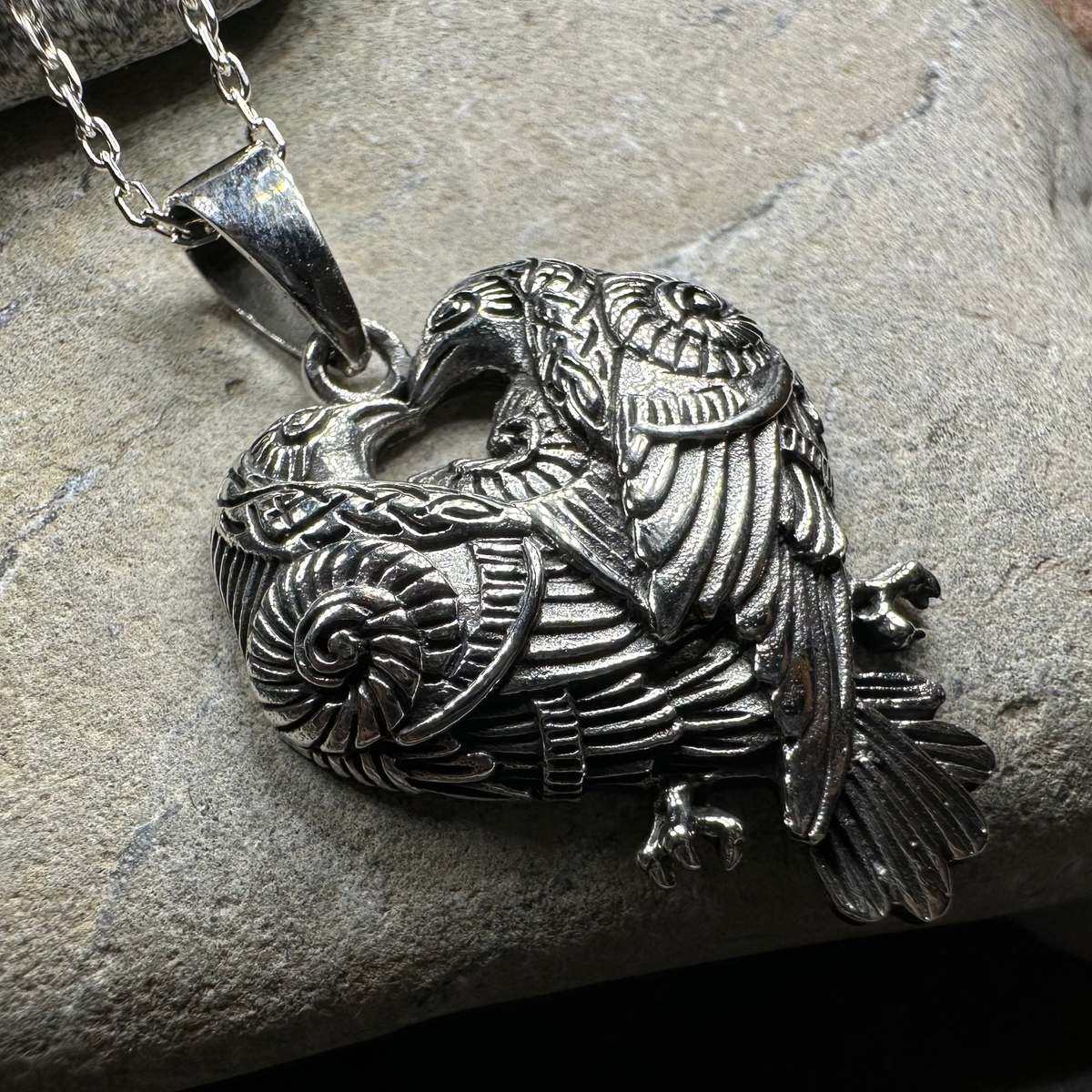 Soulmates Celtic Raven Necklace in Sterling Silver | Pendant | Wiccan Center
