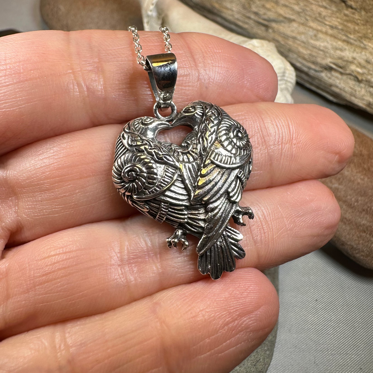 Soulmates Celtic Raven Necklace in Sterling Silver | Pendant | Wiccan Center
