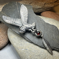 Garnet Owl Necklace in Sterling Silver | Pendant | Wiccan Center