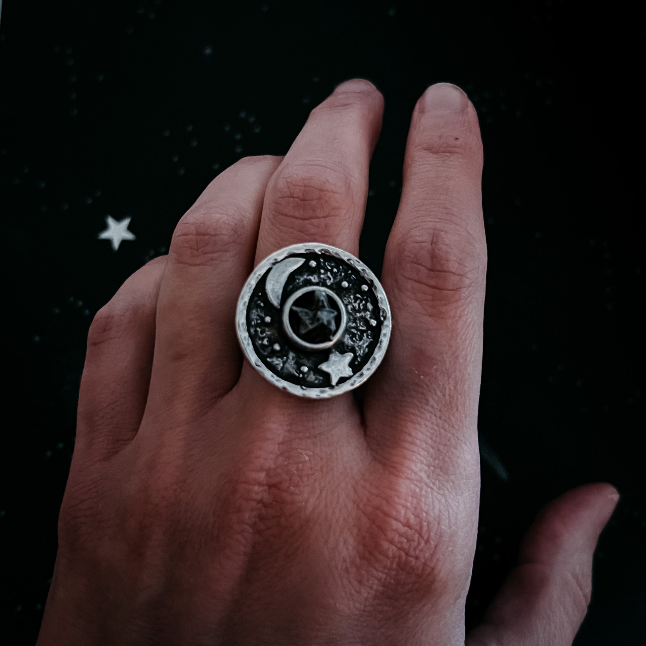 Night Sky Ring with Raw Meteorite | Ring | Wiccan Center