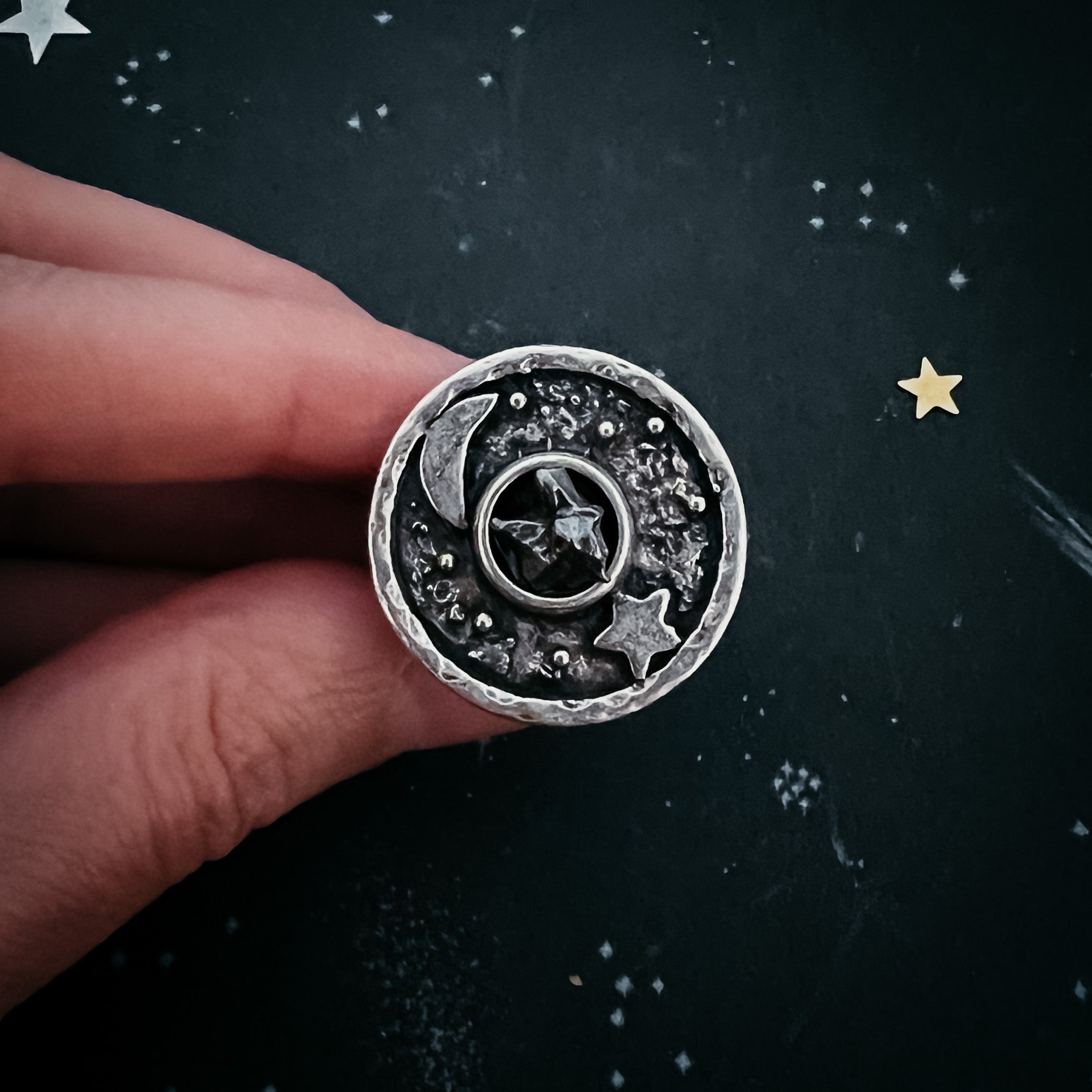 Night Sky Ring with Raw Meteorite | Ring | Wiccan Center