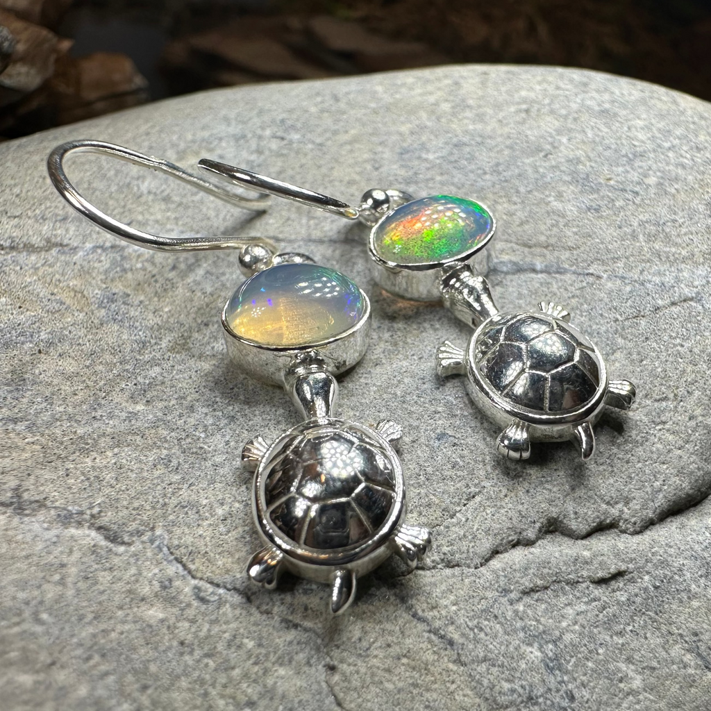 Turtle Opal Earrings | Dangle Earrings | Wiccan Center