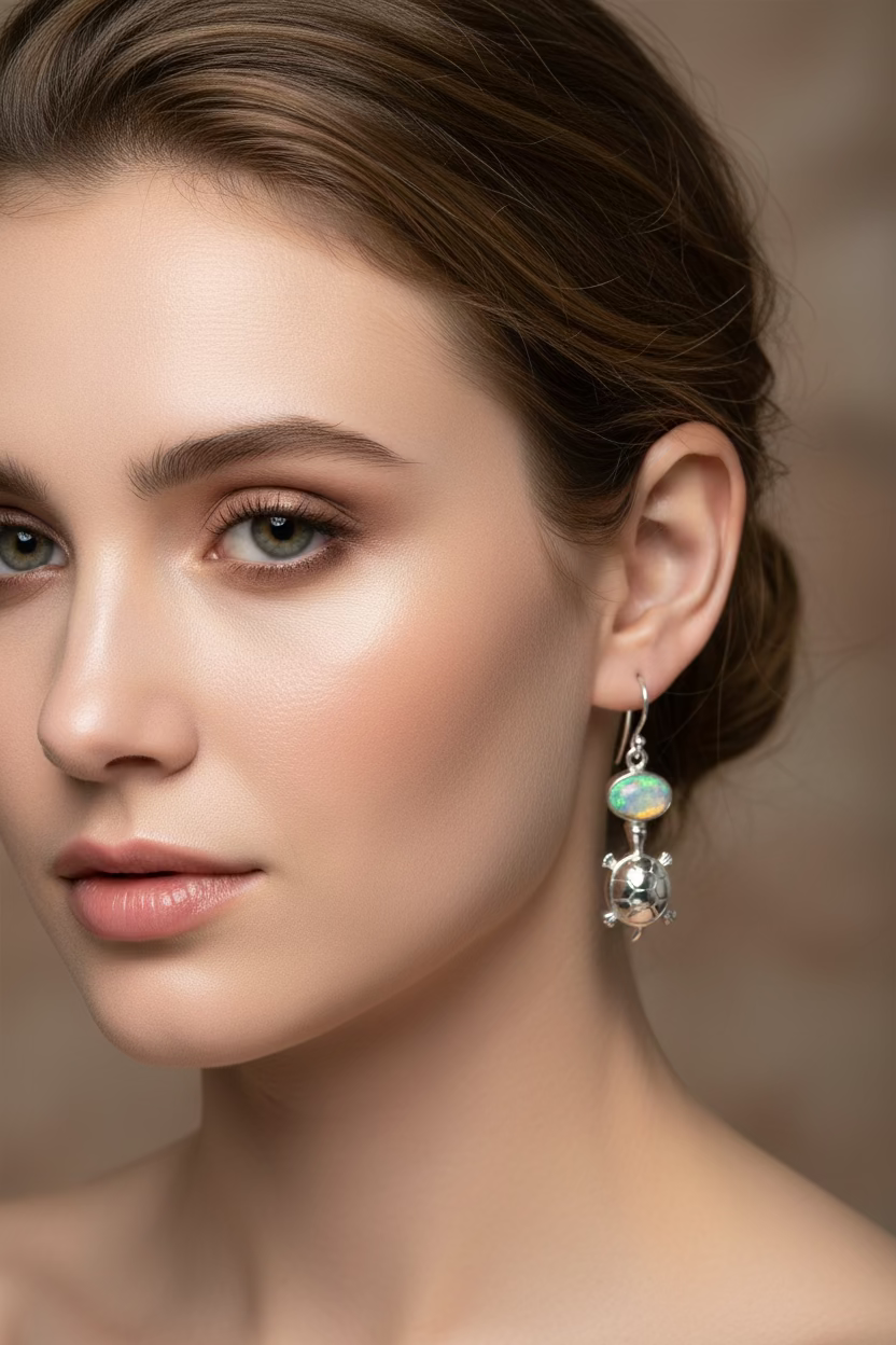 Turtle Opal Earrings | Dangle Earrings | Wiccan Center