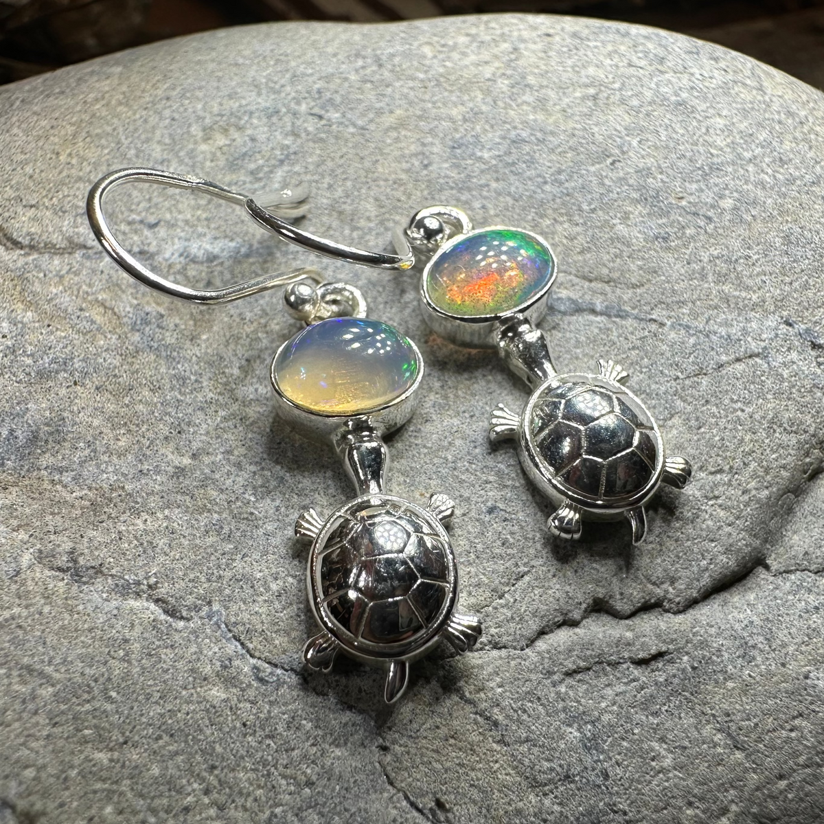 Turtle Opal Earrings | Dangle Earrings | Wiccan Center