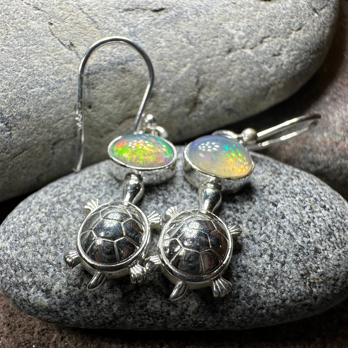 Turtle Opal Earrings | Dangle Earrings | Wiccan Center
