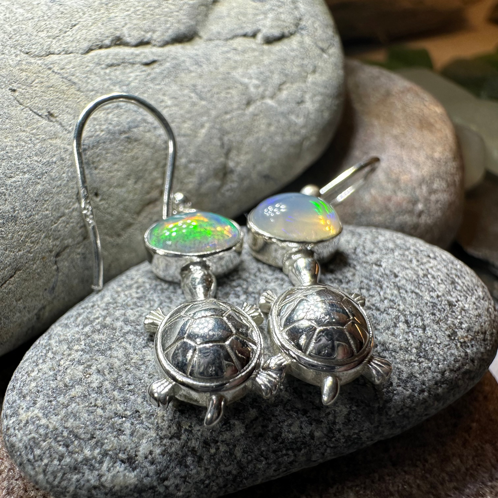 Turtle Opal Earrings | Dangle Earrings | Wiccan Center