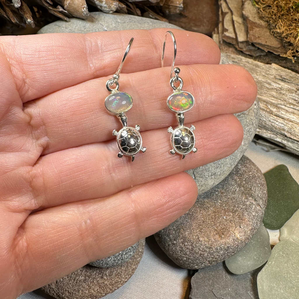 Turtle Opal Earrings | Dangle Earrings | Wiccan Center
