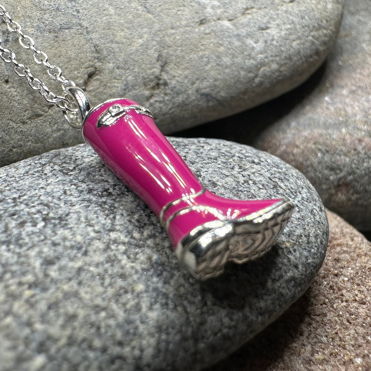 Rainy Day Wellies Boot Necklace in Sterling Silver | Pendant | Wiccan Center