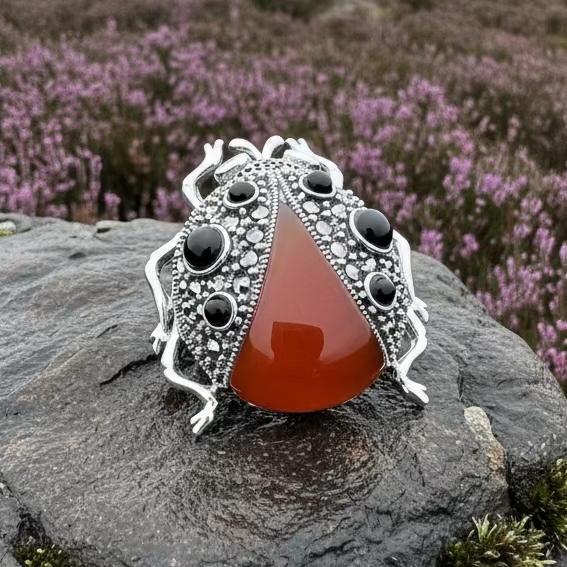 Lucky Ladybug Brooch in Sterling Silver | Brooch | Wiccan Center
