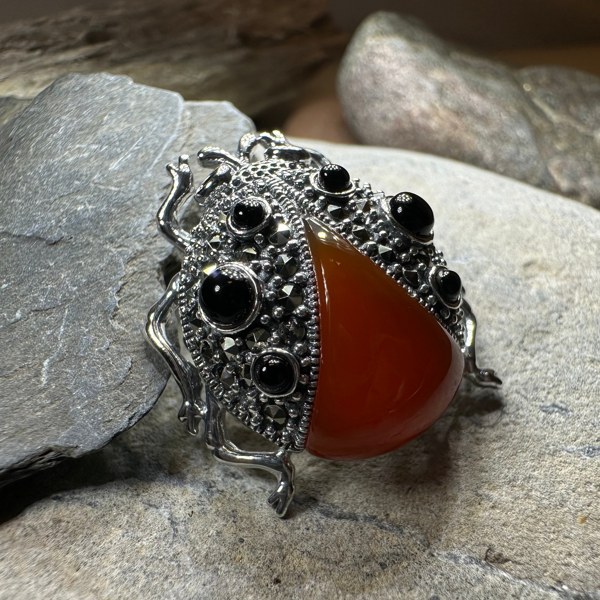 Lucky Ladybug Brooch in Sterling Silver | Brooch | Wiccan Center