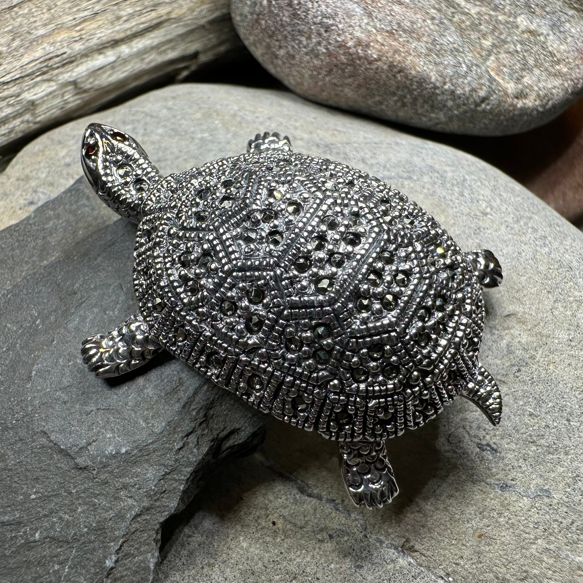Esme Marcasite Turtle Brooch in Sterling Silver | Brooch | Wiccan Center