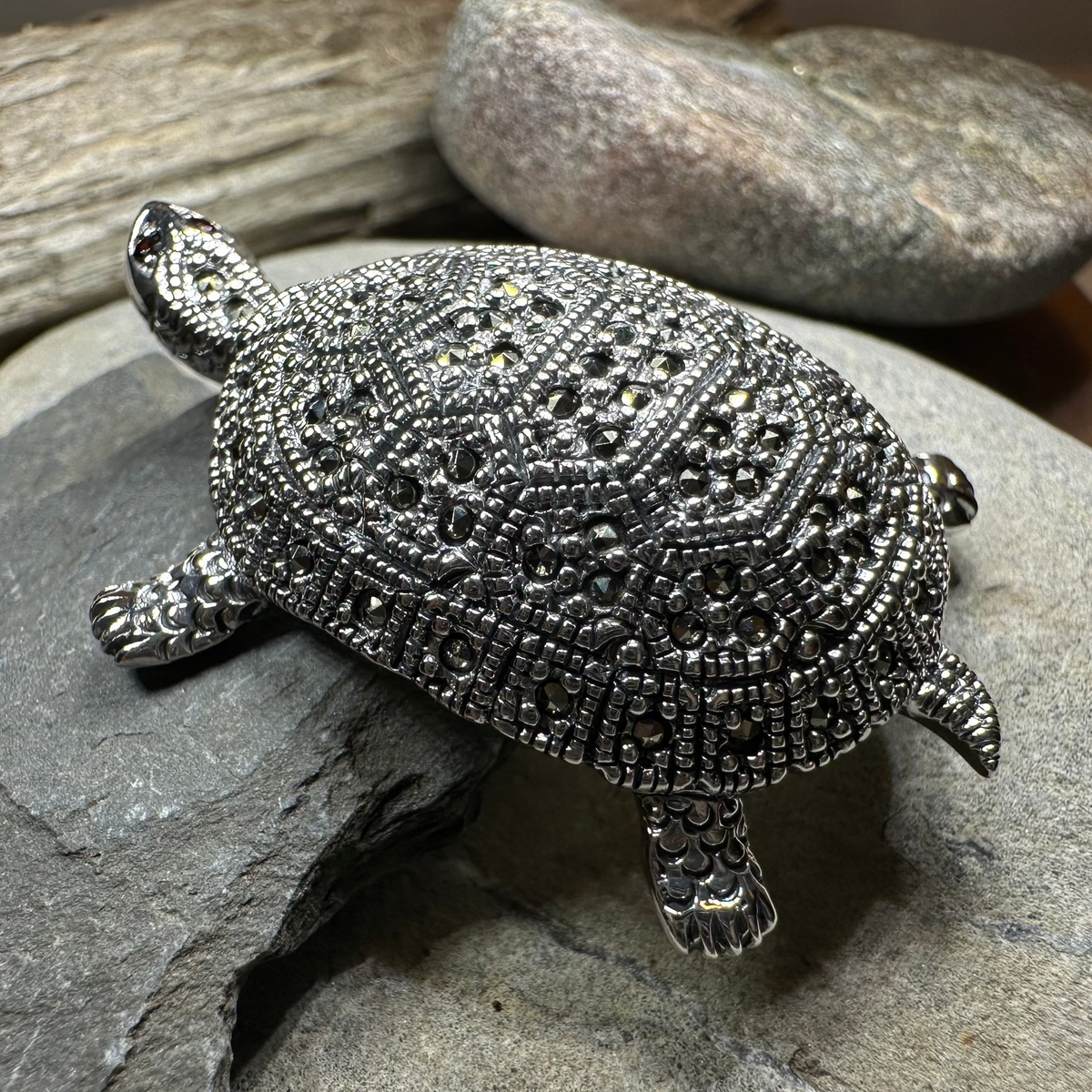 Esme Marcasite Turtle Brooch in Sterling Silver | Brooch | Wiccan Center