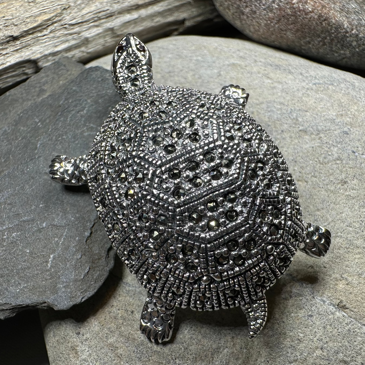Esme Marcasite Turtle Brooch in Sterling Silver | Brooch | Wiccan Center