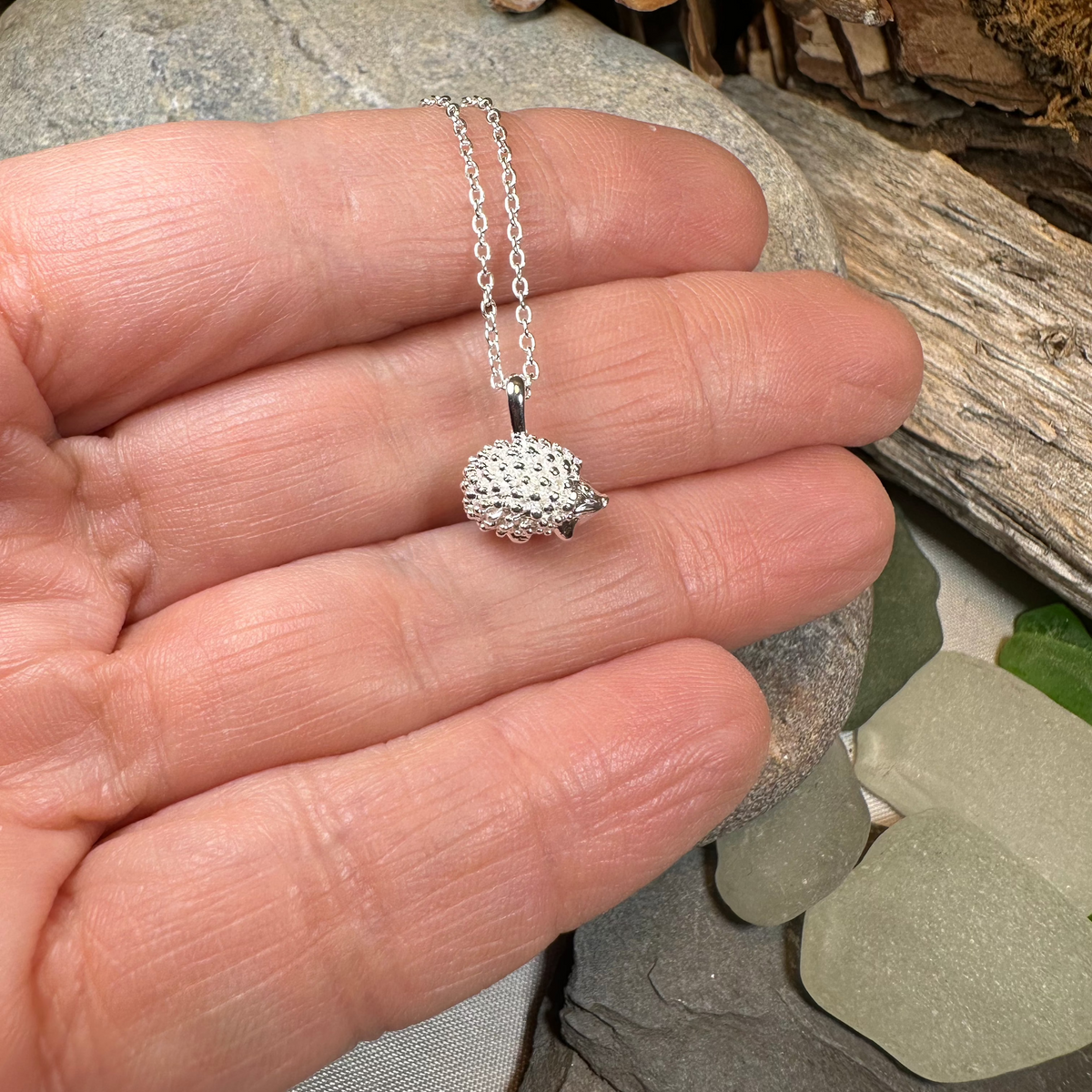 Realistic Hedgehog Necklace in Sterling Silver | Pendant | Wiccan Center