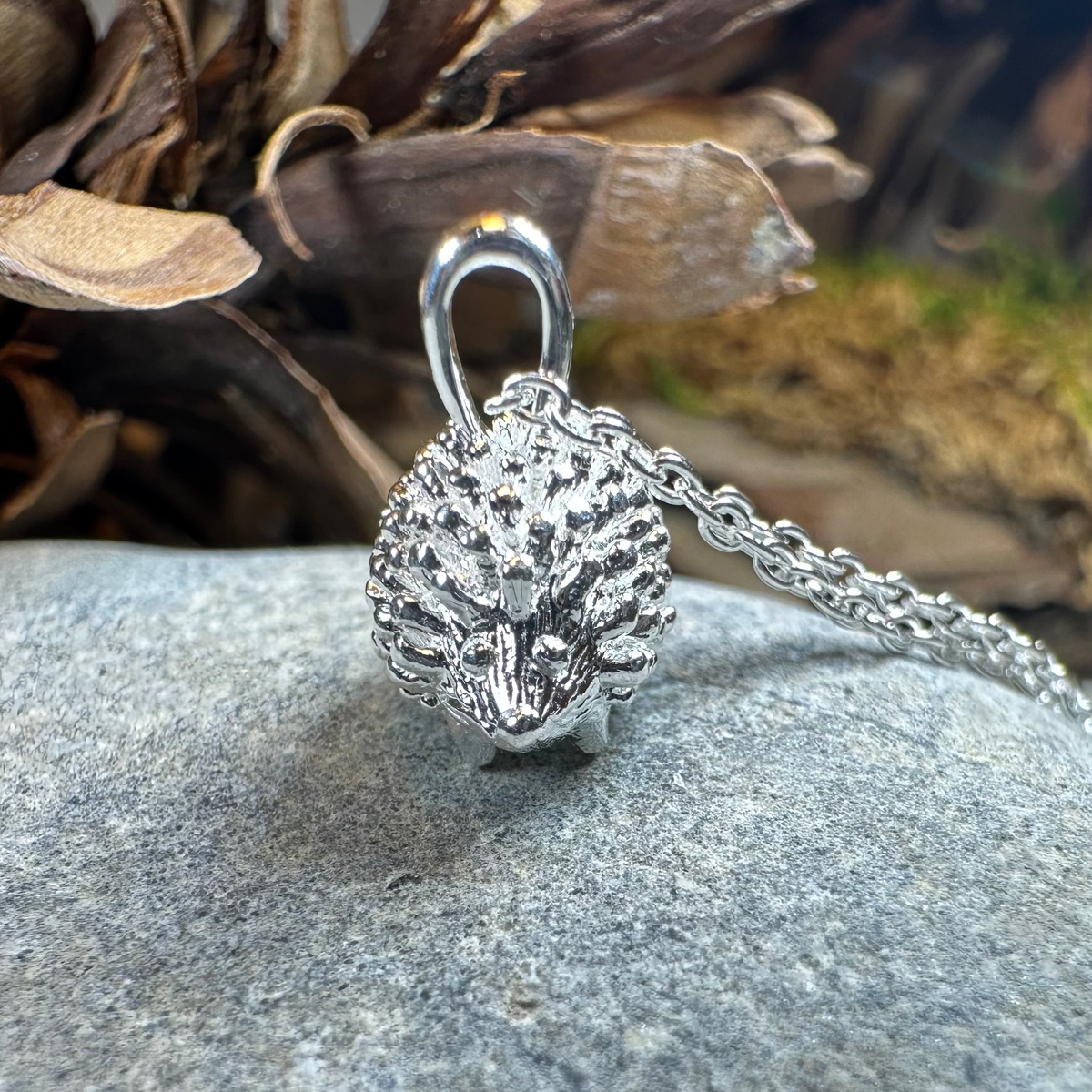 Realistic Hedgehog Necklace in Sterling Silver | Pendant | Wiccan Center