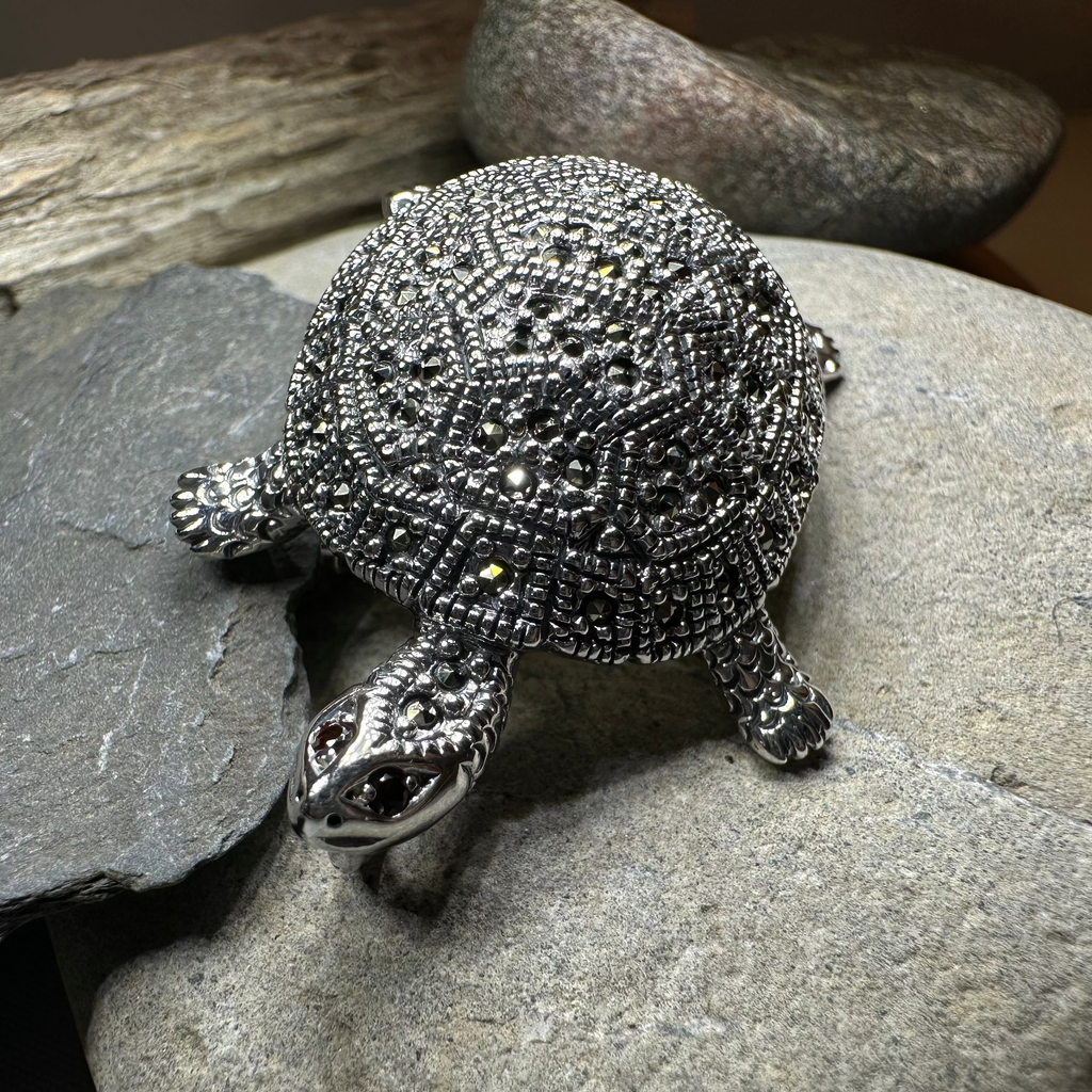Esme Marcasite Turtle Brooch in Sterling Silver | Brooch | Wiccan Center