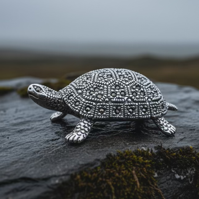 Esme Marcasite Turtle Brooch in Sterling Silver | Brooch | Wiccan Center