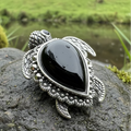 Aryn Onyx Turtle Brooch in Sterling Silver | Pendant | Wiccan Center