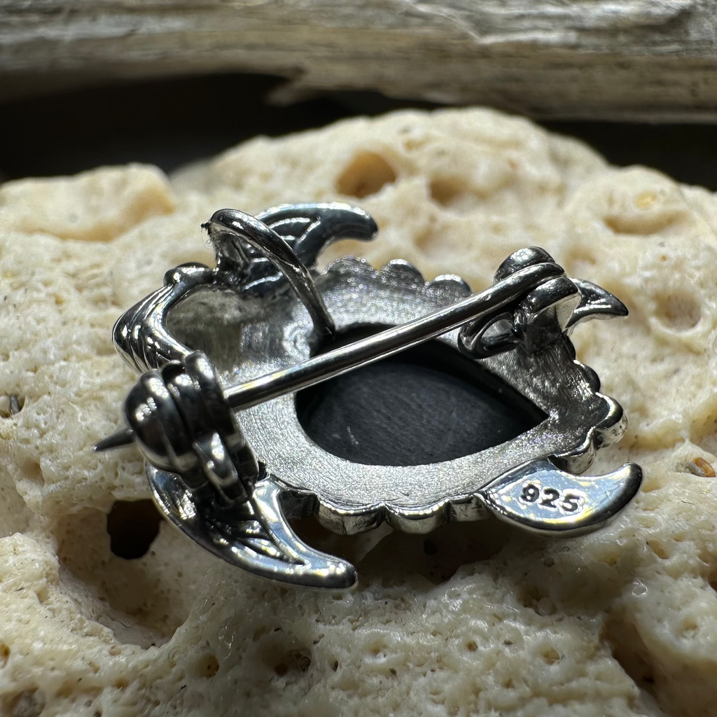 Aryn Onyx Turtle Brooch in Sterling Silver | Pendant | Wiccan Center