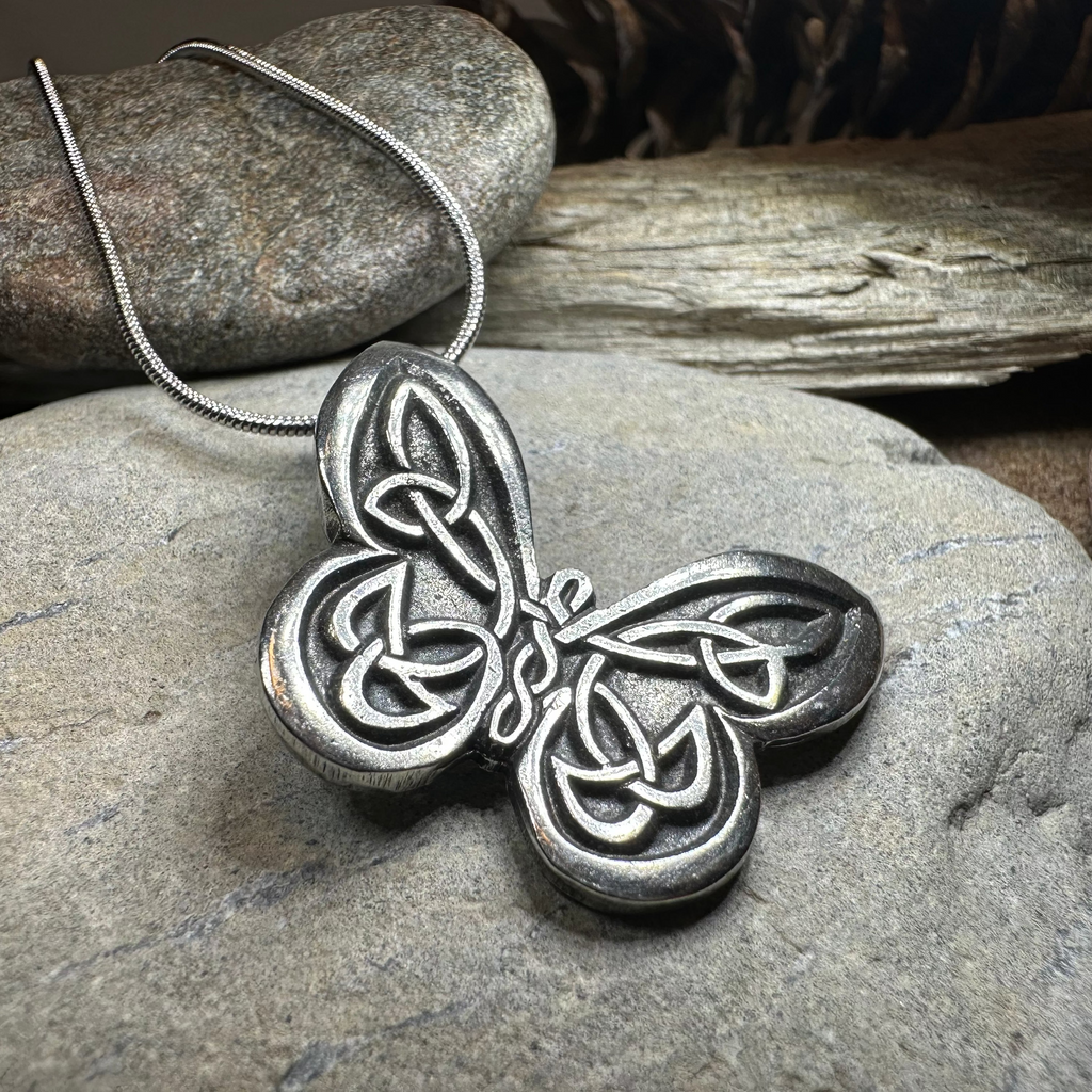 Celtic Butterfly Pewter Necklace - Handmade in the U.S.A. | Pendant | Wiccan Center