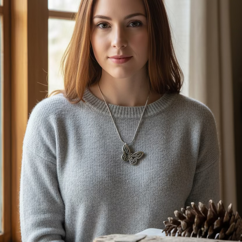 Celtic Butterfly Pewter Necklace - Handmade in the U.S.A.