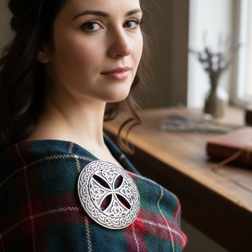 Large Celtic Cross Tartan Pin - Handmade in Scotland | Brooch | Wiccan Center