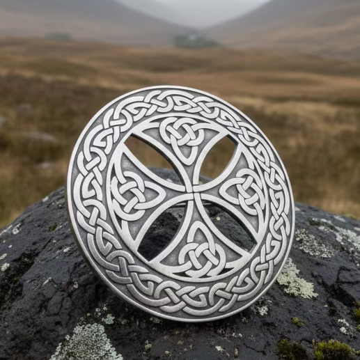 Large Celtic Cross Tartan Pin - Handmade in Scotland | Brooch | Wiccan Center