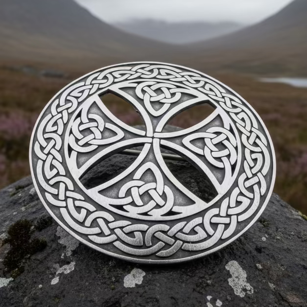 Large Celtic Cross Tartan Pin - Handmade in Scotland | Brooch | Wiccan Center
