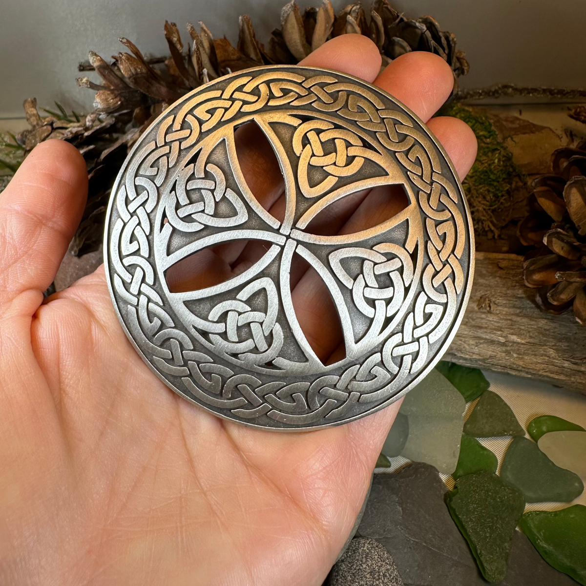 Large Celtic Cross Tartan Pin - Handmade in Scotland | Brooch | Wiccan Center
