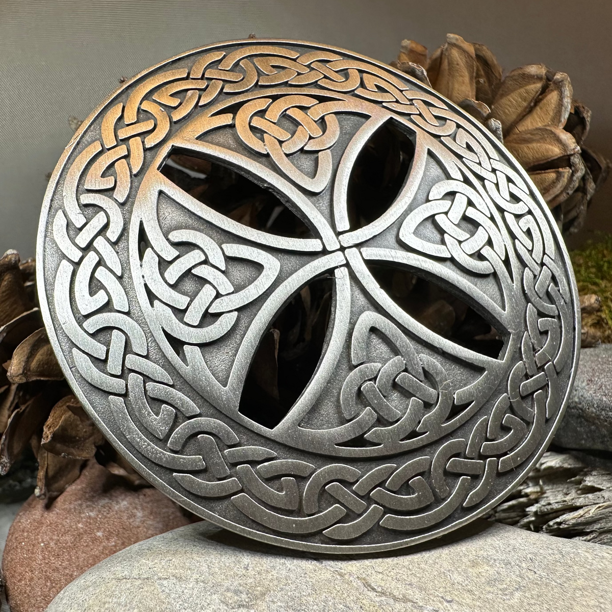 Large Celtic Cross Tartan Pin - Handmade in Scotland | Brooch | Wiccan Center
