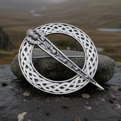 Strathclyde Thistle Tartan Pin - Handmade in Scotland