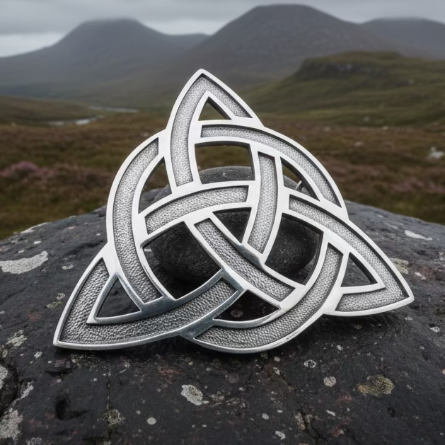 Large Celtic Triquetra Tartan Pin - Handmade in Scotland | Brooch | Wiccan Center