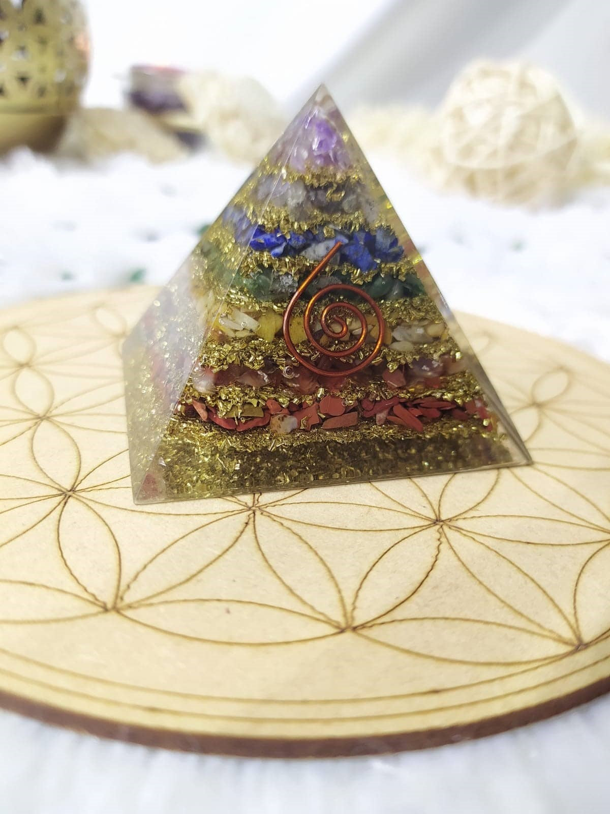 7 Chakra Orgone Pyramid, Crystal Energy Pyramid.