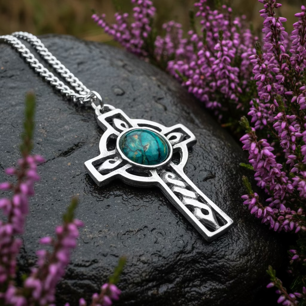Heathergems Celtic Cross Necklace - Handmade in Scotland