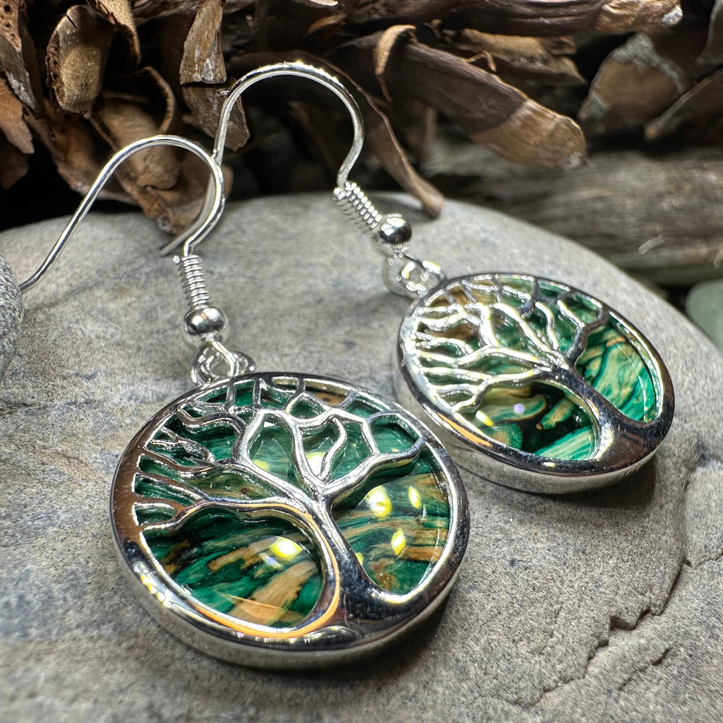 Heathergems Tree of Life Earrings from Scotland | Dangle Earrings | Wiccan Center