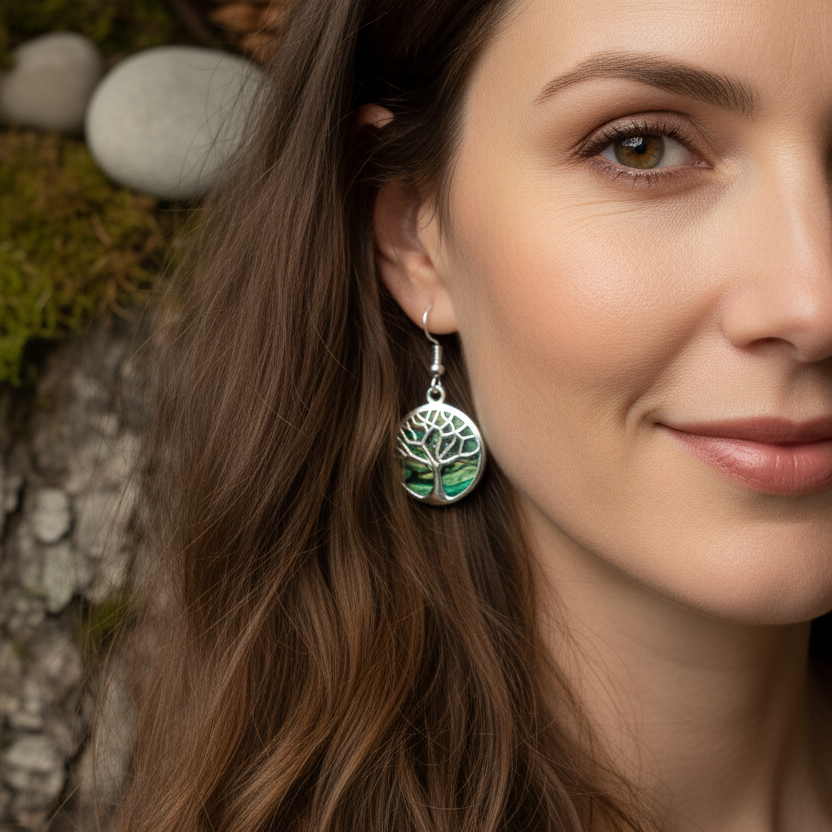 Heathergems Tree of Life Earrings from Scotland | Dangle Earrings | Wiccan Center