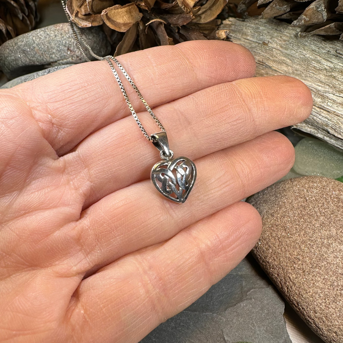 Petite Celtic Heart Necklace in Sterling Silver | Pendant | Wiccan Center