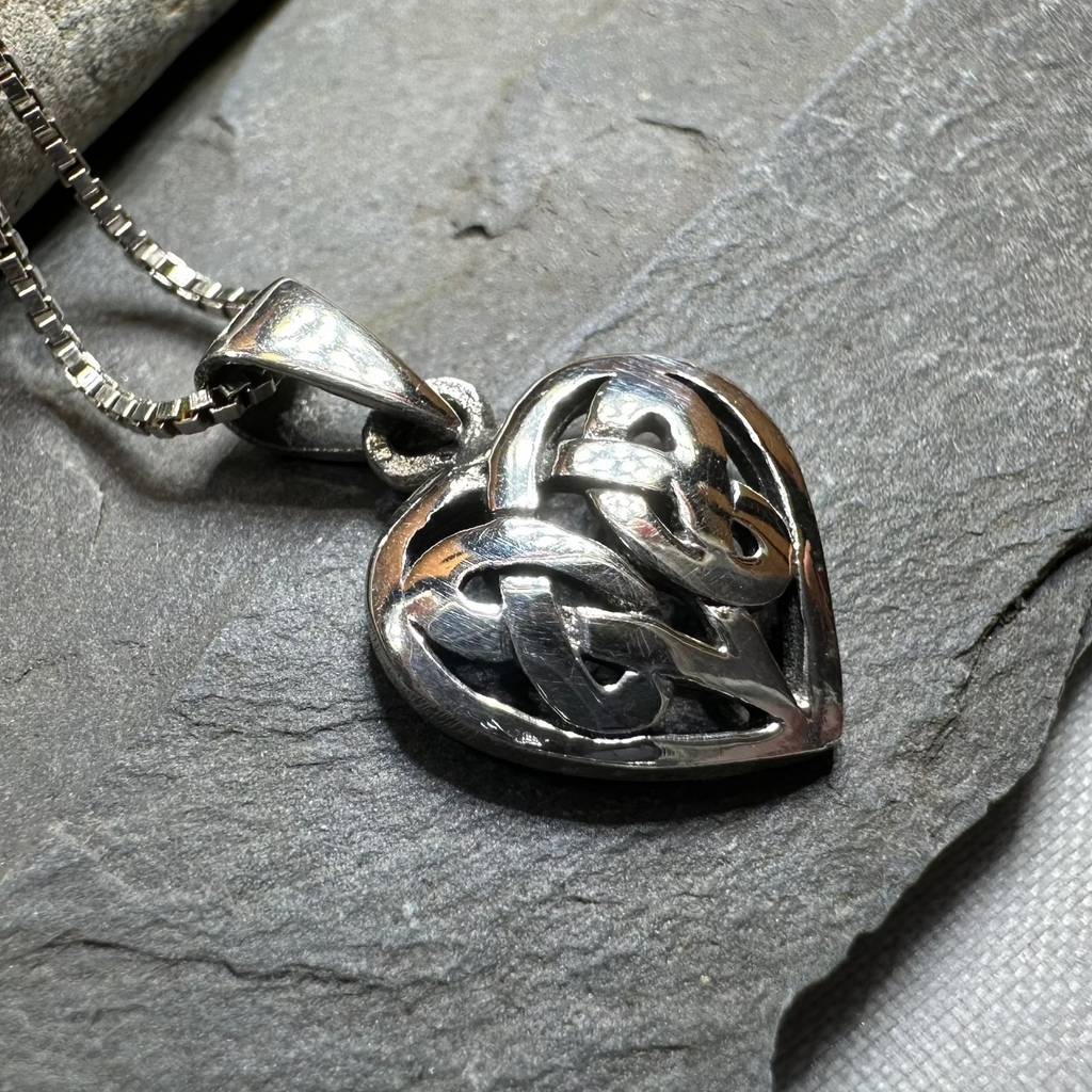 Petite Celtic Heart Necklace in Sterling Silver | Pendant | Wiccan Center