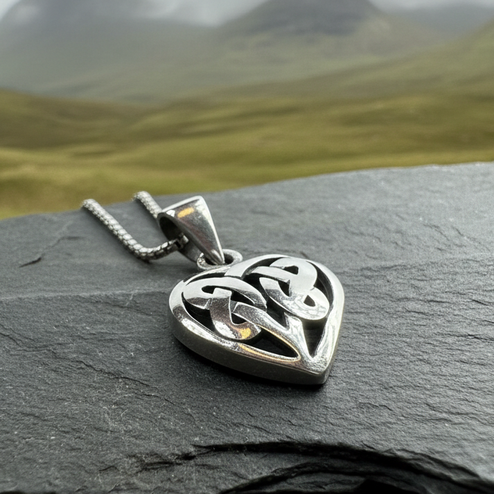 Petite Celtic Heart Necklace in Sterling Silver | Pendant | Wiccan Center