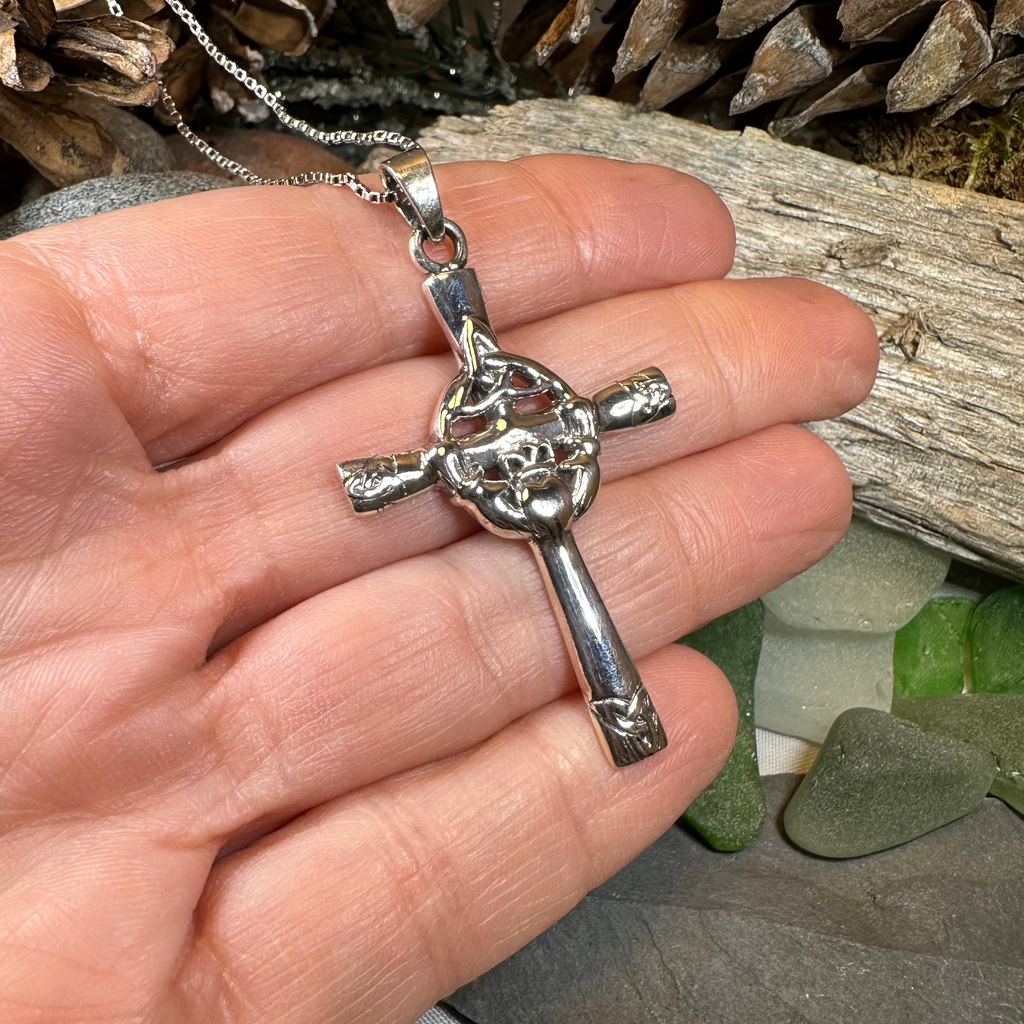 Celtic Claddagh Cross Necklace | Pendant | Wiccan Center