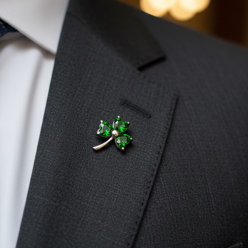 Irish Forever Shamrock Lapel Pin in Sterling Silver | Brooch | Wiccan Center