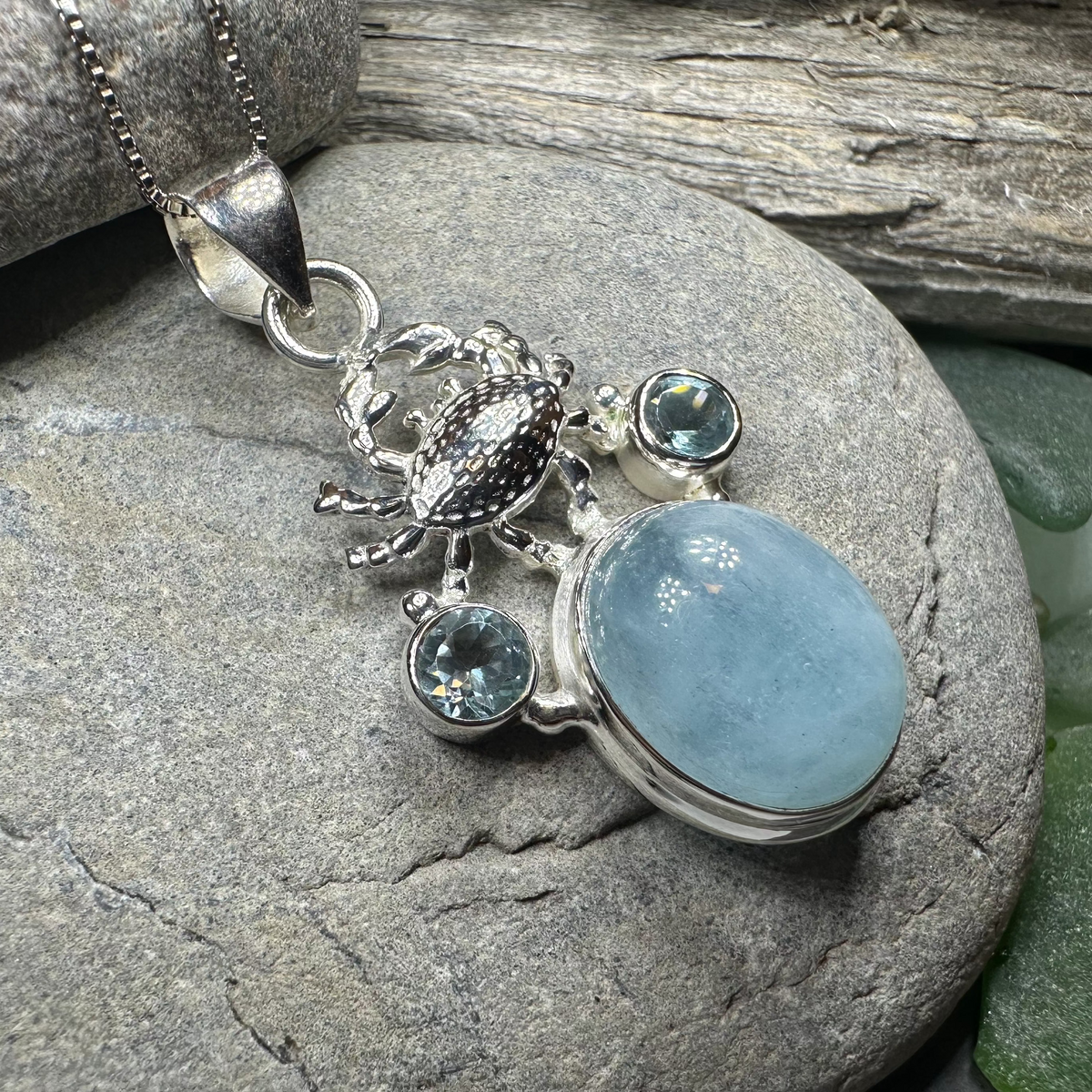 Carrie Crab Aquamarine Necklace | Pendant | Wiccan Center