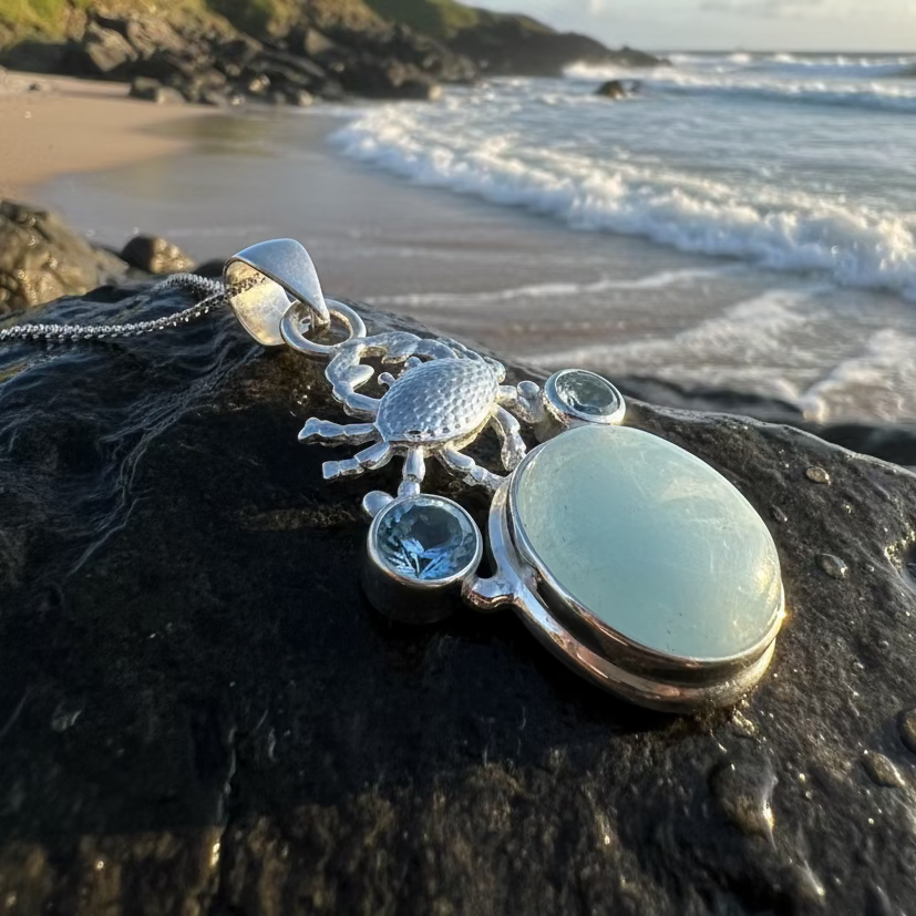 Carrie Crab Aquamarine Necklace | Pendant | Wiccan Center