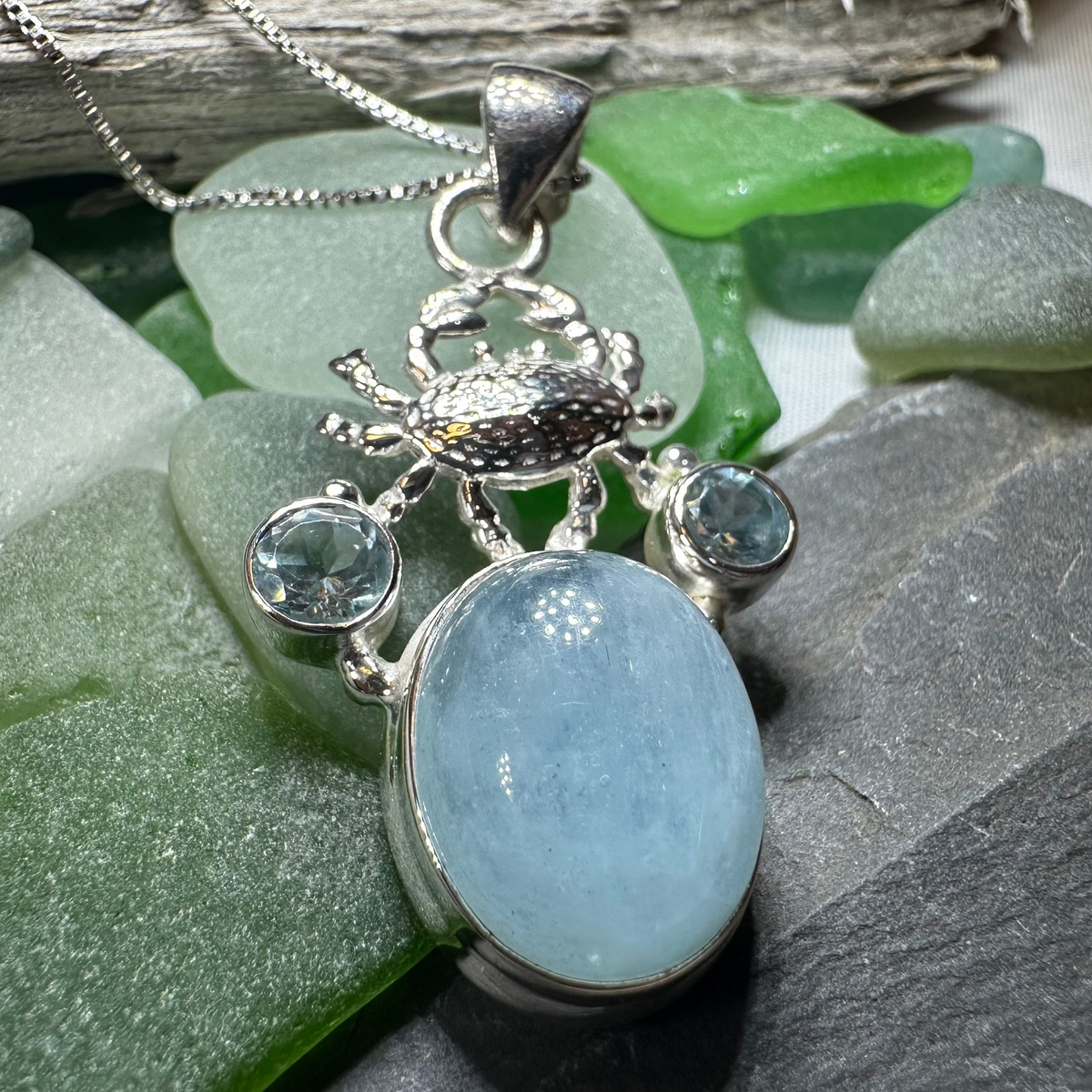 Carrie Crab Aquamarine Necklace | Pendant | Wiccan Center